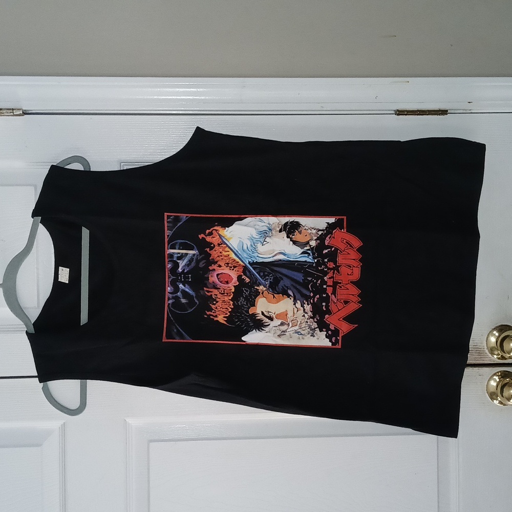 Anime  black sleeveless tank top Sz L ( see measurements) NWOT